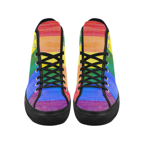 Rainbow Flag Colored Stripes Grunge Vancouver H Men's Canvas Shoes (1013-1)