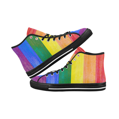 Rainbow Flag Colored Stripes Grunge Vancouver H Men's Canvas Shoes (1013-1)