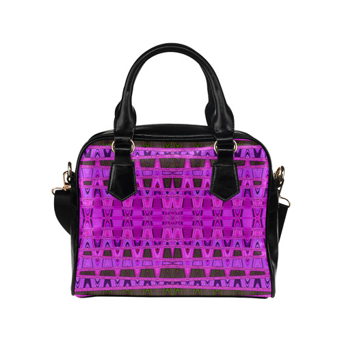 Bright Pink Black Abstract Pattern Shoulder Handbag (Model 1634)