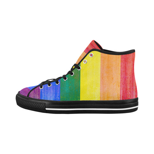 Rainbow Flag Colored Stripes Grunge Vancouver H Men's Canvas Shoes (1013-1)