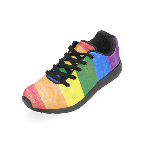 Rainbow Flag Colored Stripes Grunge Men’s Running Shoes (Model 020)