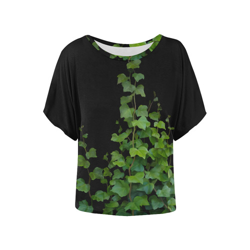 Vines, climbing plant watercolor Women's Batwing-Sleeved Blouse T shirt (Model T44)