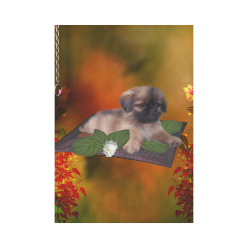 Cute lttle pekinese, dog Garden Flag 28''x40'' （Without Flagpole）