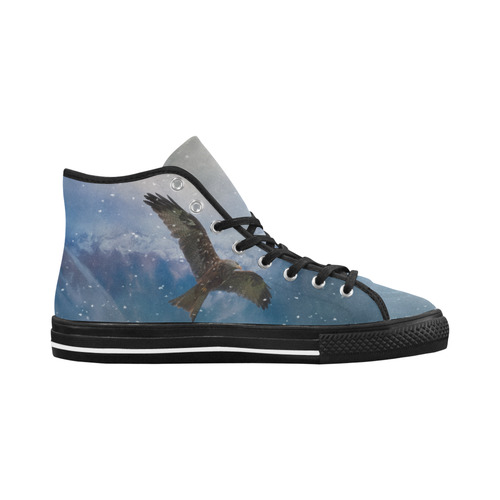 A american bald eagle flies in the snowy mountains Vancouver H Men's Canvas Shoes/Large (1013-1)