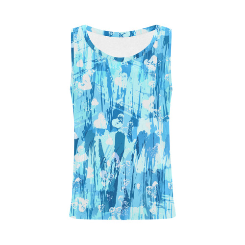 Blue Grunge Love All Over Print Tank Top for Women (Model T43)