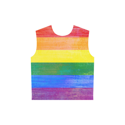 Rainbow Flag Colored Stripes Grunge All Over Print Sleeveless Hoodie for Women (Model H15)