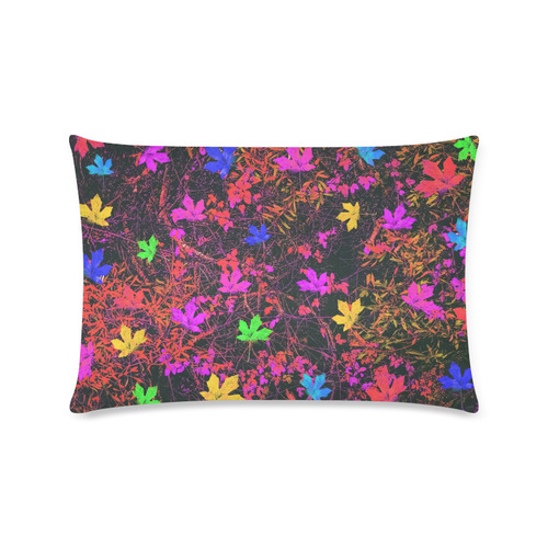 maple leaf in yellow green pink blue red with red and orange creepers plants background Custom Rectangle Pillow Case 16"x24" (one side)