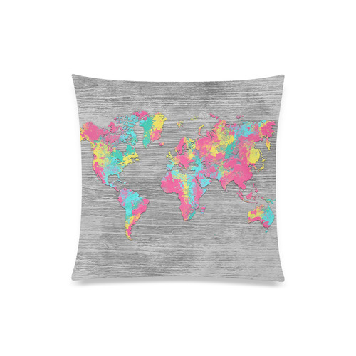 world map Custom Zippered Pillow Case 20"x20"(Twin Sides)