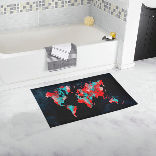world map Bath Rug 16''x 28''