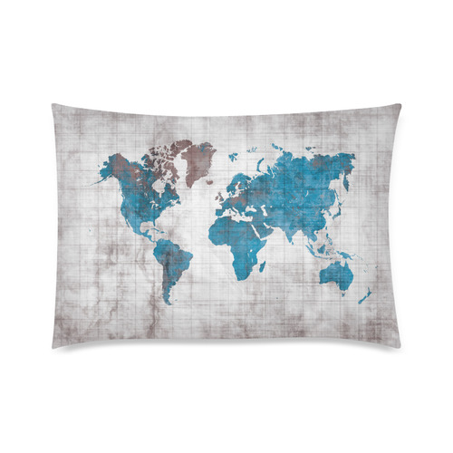 world map Custom Zippered Pillow Case 20"x30"(Twin Sides)