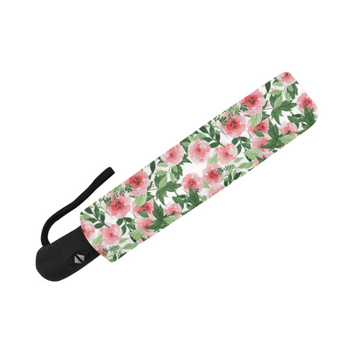 Cute Pink Floral Watercolor Pattern Auto-Foldable Umbrella (Model U04)