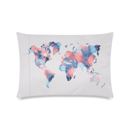 world map Custom Zippered Pillow Case 16"x24"(Twin Sides)