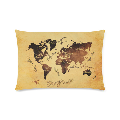 world map Custom Zippered Pillow Case 16"x24"(Twin Sides)