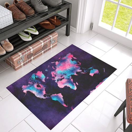 world map Azalea Doormat 30" x 18" (Sponge Material)