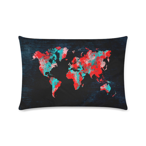 world map Custom Zippered Pillow Case 16"x24"(Twin Sides)