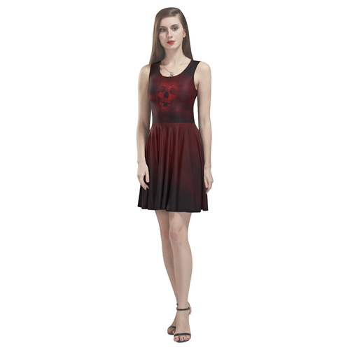 Red Skull Thea Sleeveless Skater Dress(Model D19)