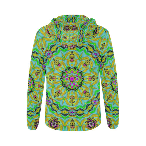 Golden star mandala in fantasy cartoon style All Over Print Full Zip Hoodie for Women (Model H14)