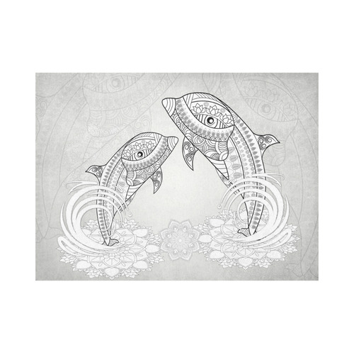 Funny dolphin, mandala design Placemat 14’’ x 19’’ (Set of 4)