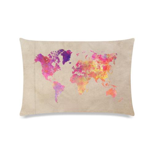 world map Custom Zippered Pillow Case 16"x24"(Twin Sides)