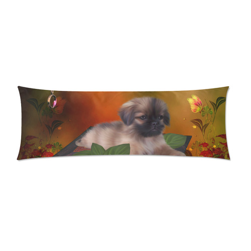 Cute lttle pekinese, dog Custom Zippered Pillow Case 21"x60"(Two Sides)