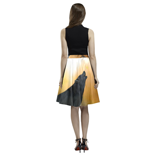 Lonely wolf in the night Melete Pleated Midi Skirt (Model D15)