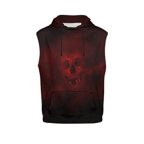 Red Skull All Over Print Sleeveless Hoodie for Men (Model H15)