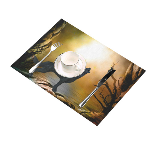 Lonely wolf in the night Placemat 14’’ x 19’’ (Set of 4)