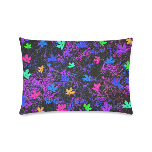 maple leaf in pink blue green yellow purple with pink and purple creepers plants background Custom Rectangle Pillow Case 16"x24" (one side)