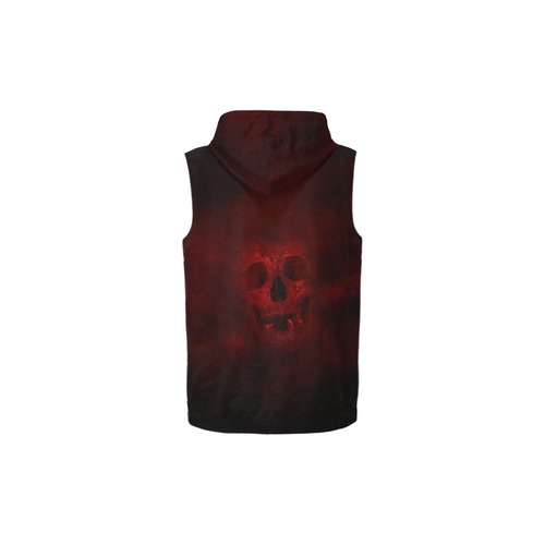 Red Skull All Over Print Sleeveless Zip Up Hoodie for Kid (Model H16)