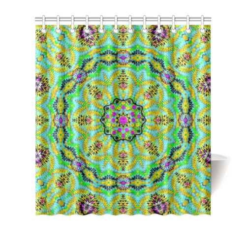 Golden star mandala in fantasy cartoon style Shower Curtain 66"x72"