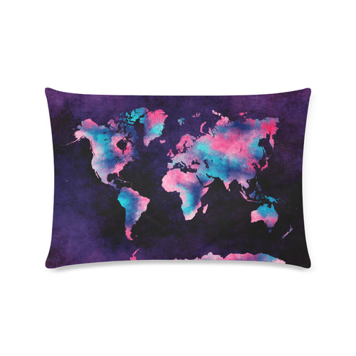 world map Custom Zippered Pillow Case 16"x24"(Twin Sides)