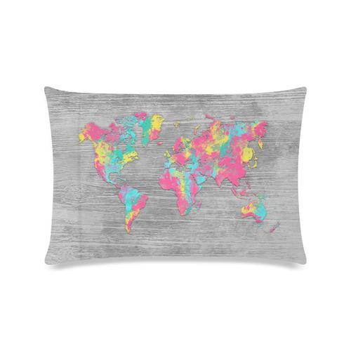 world map Custom Zippered Pillow Case 16"x24"(Twin Sides)