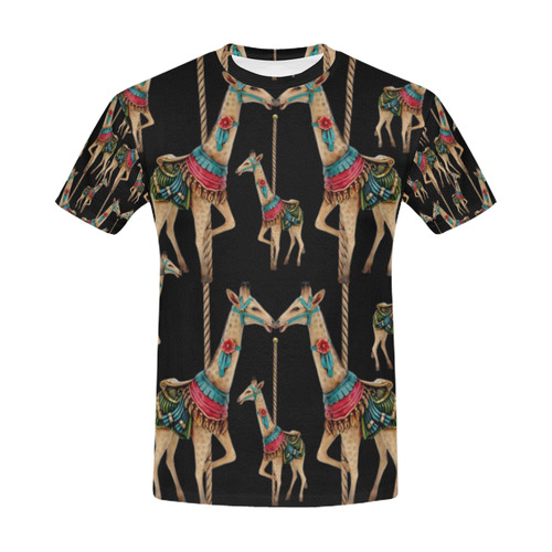 prancing carousel giraffes. black png mens tshirt All Over Print T-Shirt for Men (USA Size) (Model T40)