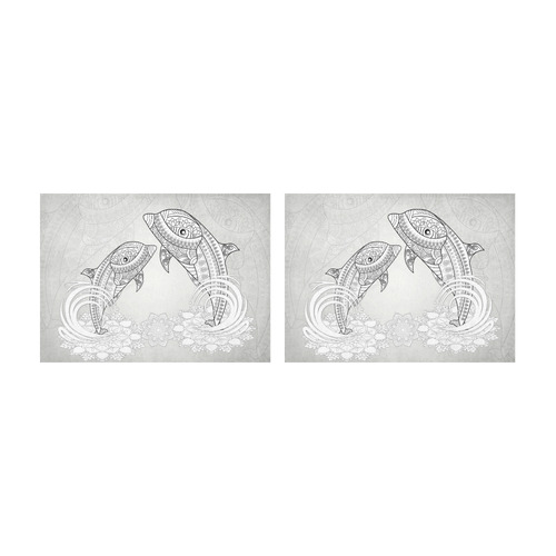 Funny dolphin, mandala design Placemat 14’’ x 19’’ (Set of 2)