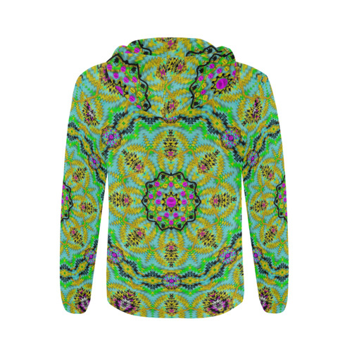 Golden star mandala in fantasy cartoon style All Over Print Full Zip Hoodie for Men (Model H14)