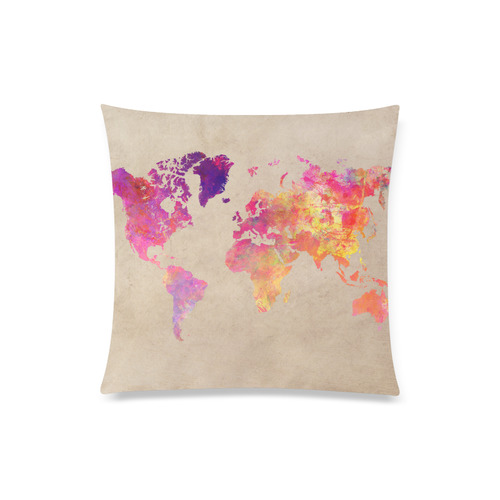 world map Custom Zippered Pillow Case 20"x20"(Twin Sides)