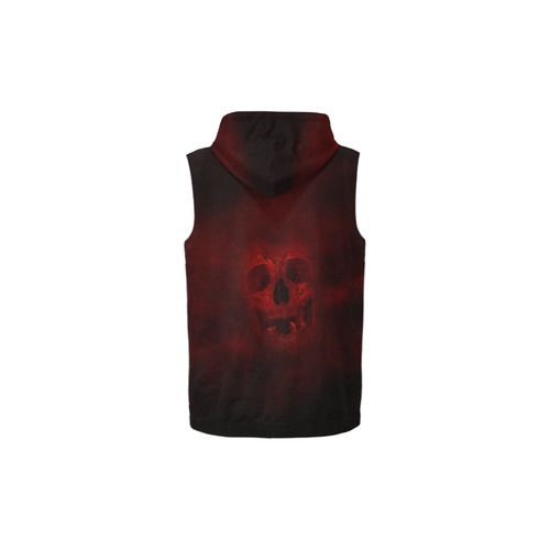 Red Skull All Over Print Sleeveless Zip Up Hoodie for Kid (Model H16)