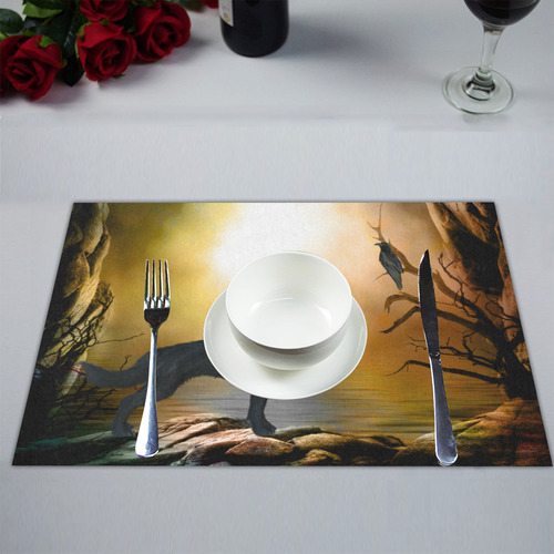 Lonely wolf in the night Placemat 14’’ x 19’’