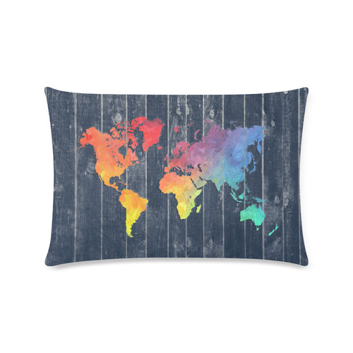 world map Custom Zippered Pillow Case 16"x24"(Twin Sides)