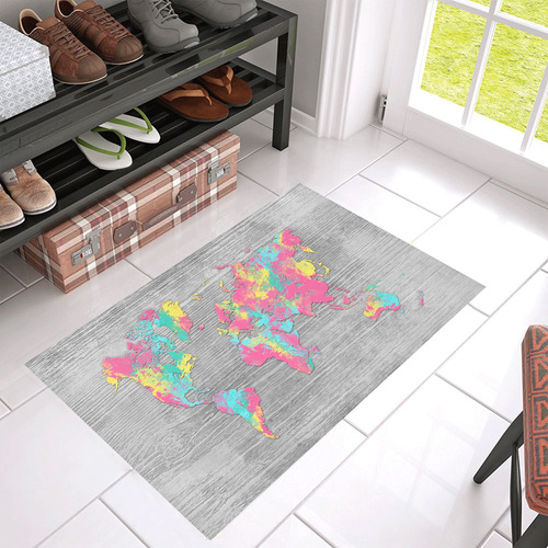 world map Azalea Doormat 30" x 18" (Sponge Material)