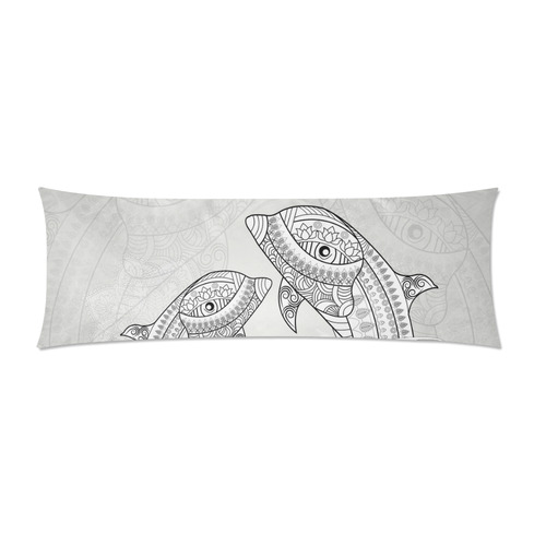 Funny dolphin, mandala design Custom Zippered Pillow Case 21"x60"(Two Sides)