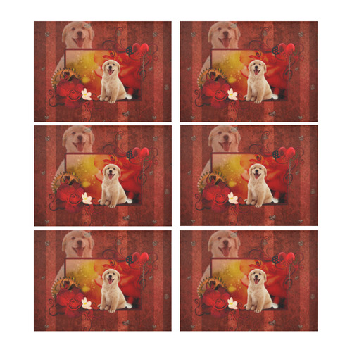 Sweet golden retriever Placemat 14’’ x 19’’ (Six Pieces)