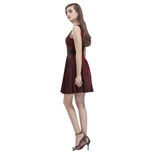 Red Skull Thea Sleeveless Skater Dress(Model D19)