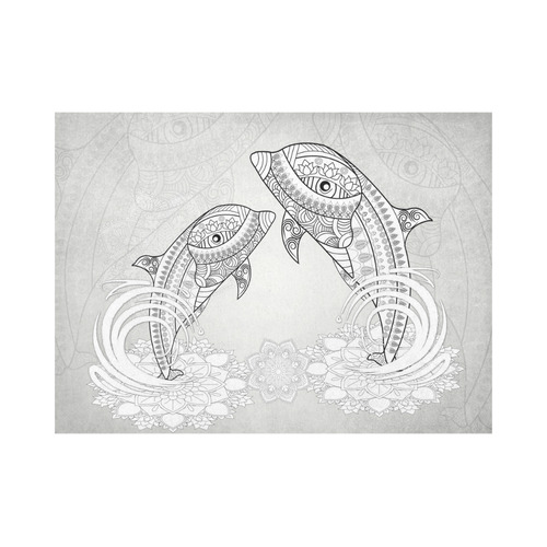 Funny dolphin, mandala design Placemat 14’’ x 19’’ (Set of 2)