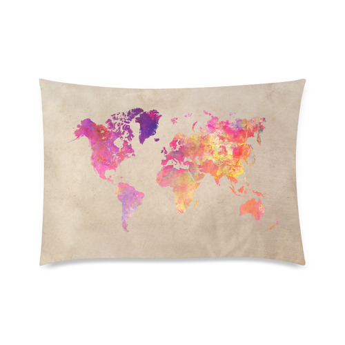 world map Custom Zippered Pillow Case 20"x30"(Twin Sides)