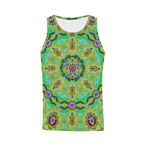 Golden star mandala in fantasy cartoon style All Over Print Tank Top for Men (Model T43)