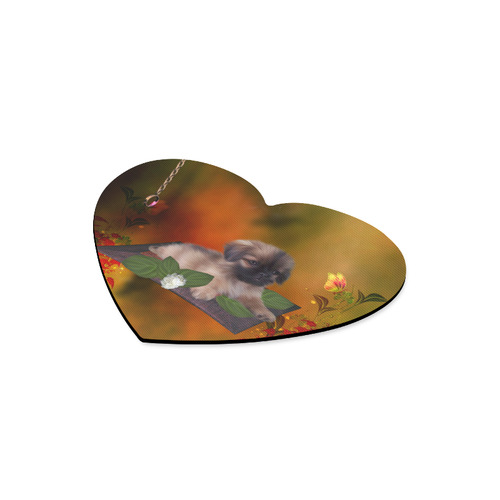 Cute lttle pekinese, dog Heart-shaped Mousepad