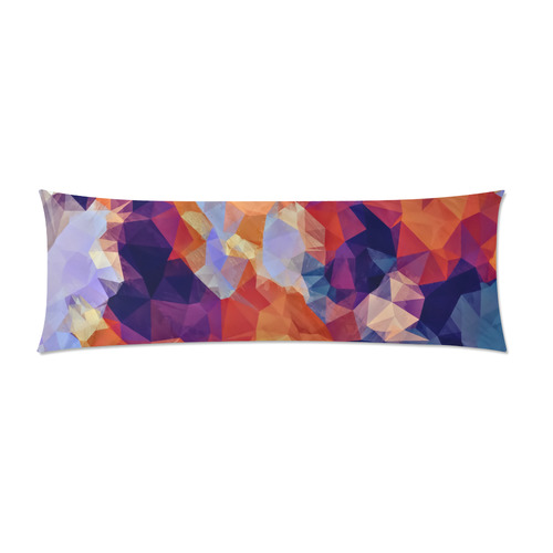 psychedelic geometric polygon pattern abstract in orange brown blue purple Custom Zippered Pillow Case 21"x60"(Two Sides)