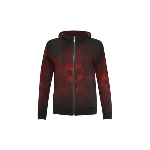 Red Skull All Over Print Full Zip Hoodie for Kid (Model H14)