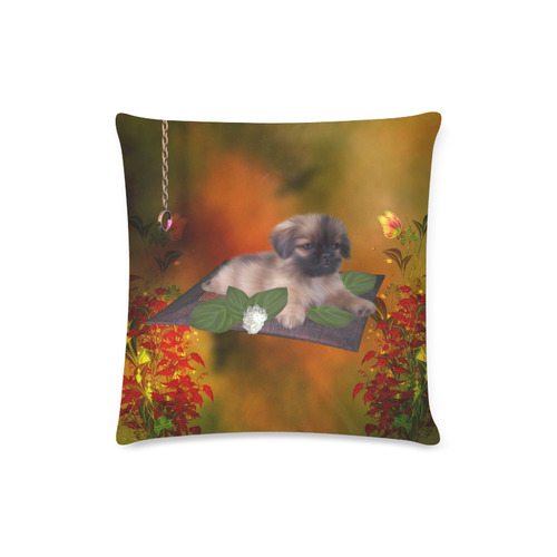 Cute lttle pekinese, dog Custom Zippered Pillow Case 16"x16"(Twin Sides)